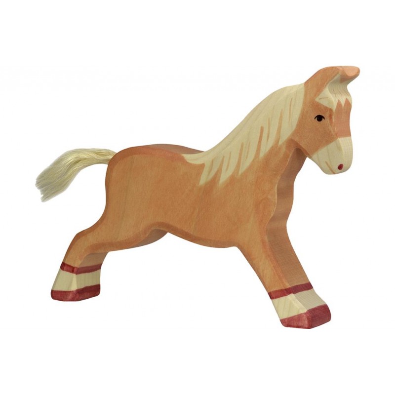 Cheval Marron Clair Marchant Animaux De La Ferme Figurine En Bois Holztiger