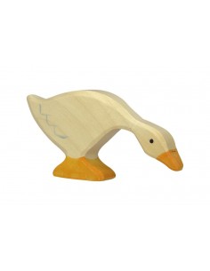Oie mangeant - animaux de la ferme - figurine en bois...