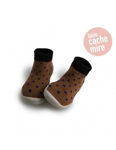 Chaussons chaussettes enfant - Epice cachemire et laine - COLLEGIEN