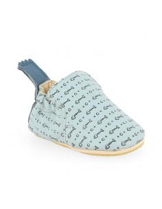 Chaussons cuir Blublu Pesce écume/noir avec semelle...