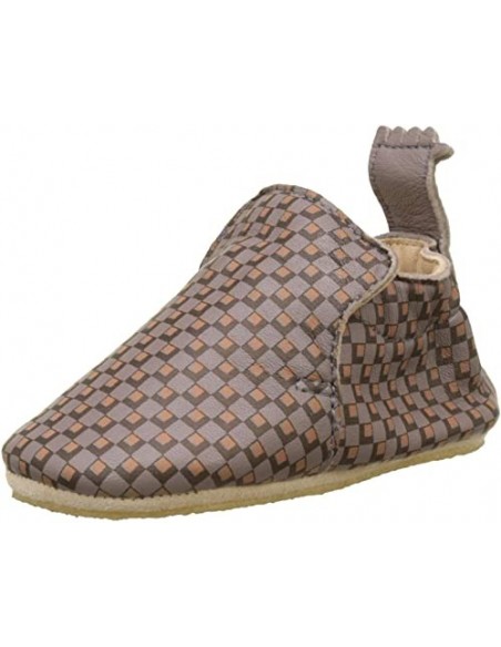 Chaussons cuir Blublu Pixel écorce/cuivre avec semelle antidérapante EASY PEASY