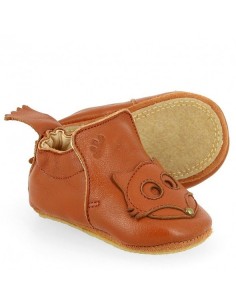 Chaussons cuir Blublu Fox chataigne avec semelle... 2