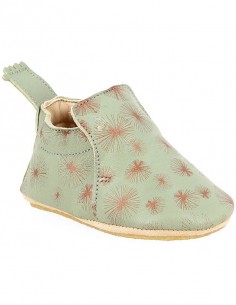 Chaussons cuir Blublu Panpan amande/or avec semelle...