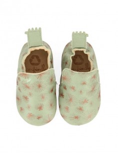 Chaussons cuir Blublu Panpan amande/or avec semelle... 2