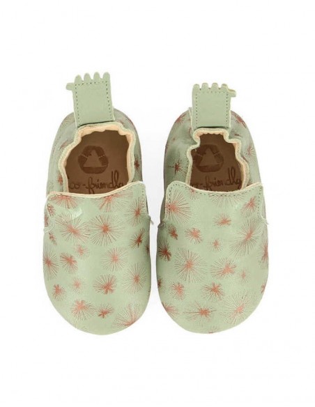 Chaussons cuir Blublu Panpan amande/or avec semelle antidérapante - EASY PEASY