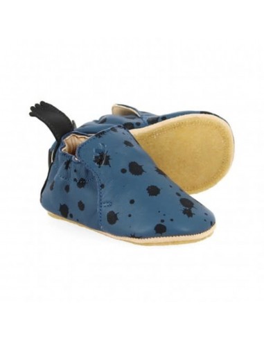Chaussons cuir Blublu Ink denim/noir avec...