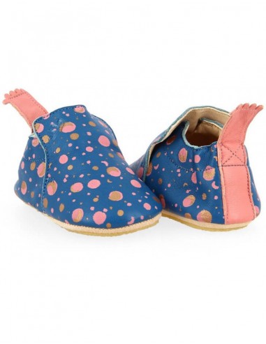 Chaussons cuir Blublu Eclipse cobalt/rosy avec...