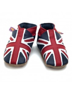 Chaussons cuir enfant Union Jack Navy STARCHILD