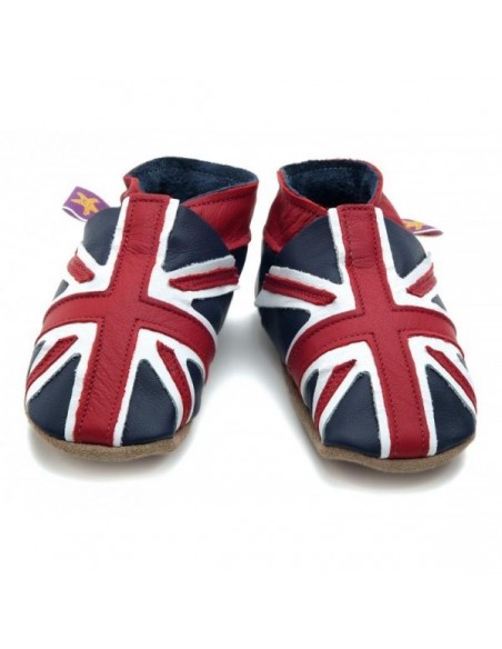 Chaussons cuir enfant Union Jack Navy STARCHILD