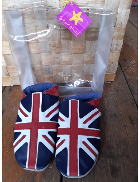 Chaussons cuir enfant Union Jack Navy STARCHILD