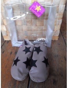 Chaussons cuir enfant Stars Taupe And Chocolate STARCHILD 2