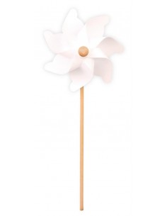 Moulin à vent blanc avec tige en bois GIOBAS