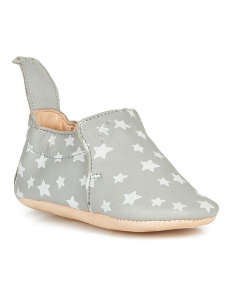 Chaussons cuir bébé Blumoo - Nuit plume / blanc - EASY PEASY