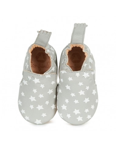 Chaussons cuir bébé Blumoo - Nuit plume / blanc...
