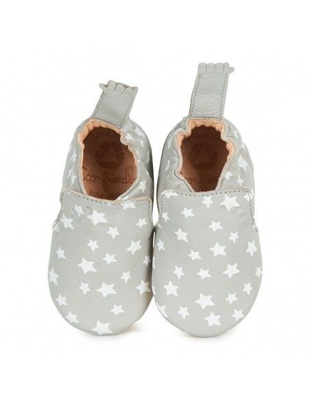 Chaussons cuir bébé Blumoo - Nuit plume / blanc - EASY PEASY