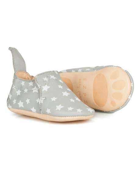 Chaussons cuir bébé Blumoo - Nuit plume / blanc - EASY PEASY