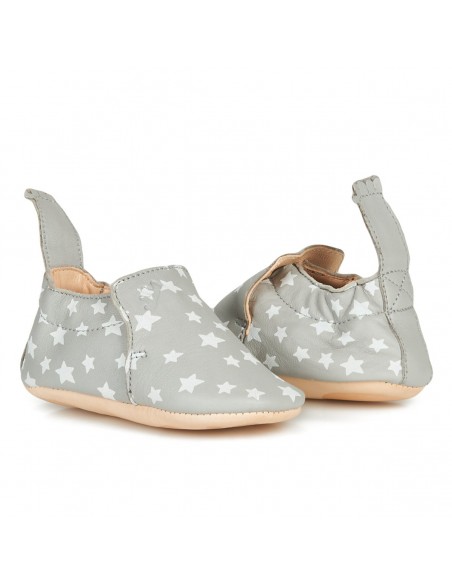 Chaussons cuir bébé Blumoo - Nuit plume / blanc - EASY PEASY