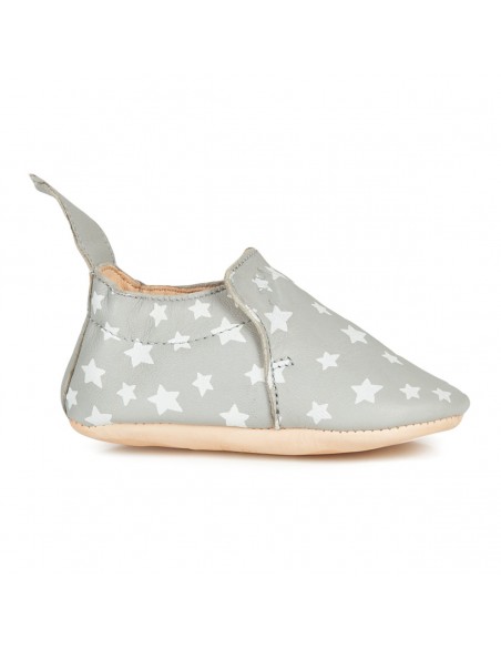 Chaussons cuir bébé Blumoo - Nuit plume / blanc - EASY PEASY