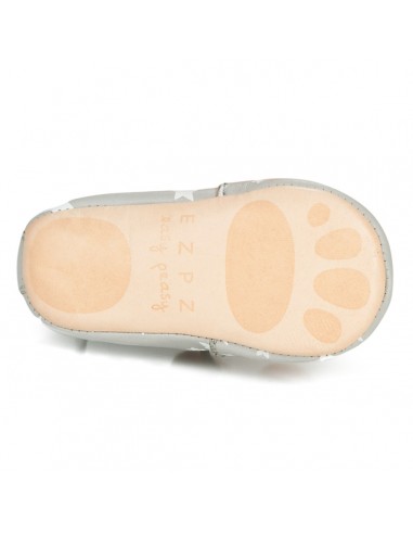 Chaussons cuir bébé Blumoo - Nuit plume / blanc...