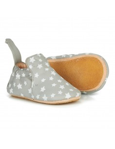 Chaussons Cuir Enfant Blublu Nuit Plume Blanc Avec Semelle Antiderapante Ezpz Easy Peasy