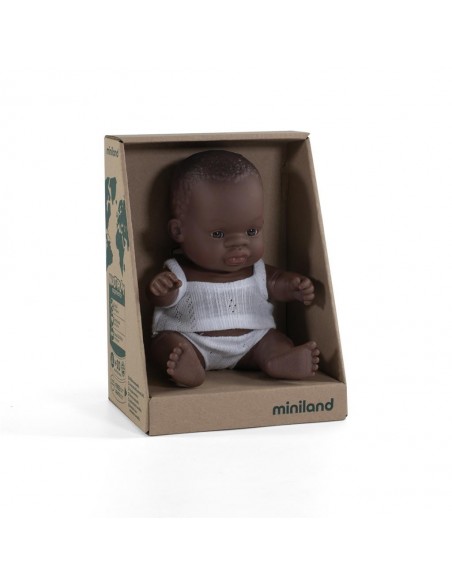 Poupée Bébé sexuée Africain.e 21cm - MINILAND 10M+