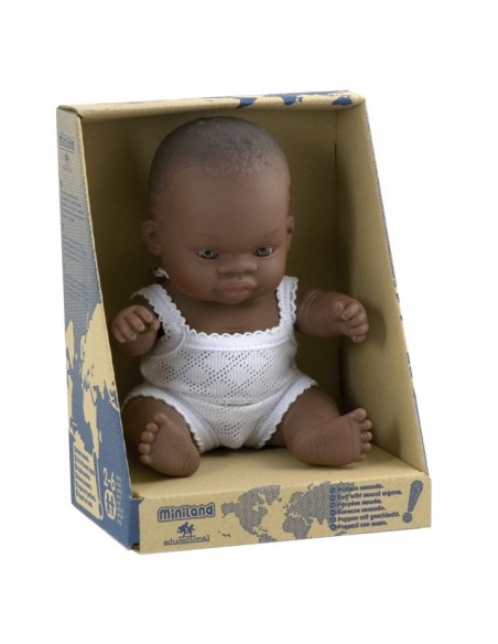 Poupée Bébé sexuée Africain.e 21cm - MINILAND 10M+