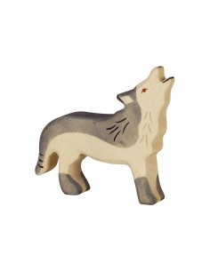Loup hurlant - animaux de la forêt - figurine en bois...