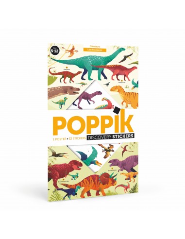 Poster éducatif + 32 stickers - DINOSAURES - POPPIK 5+