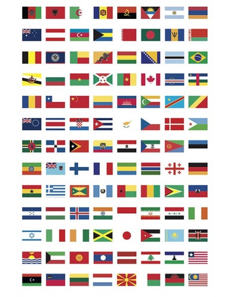 Poster pédagogique + 200 stickers DRAPEAUX DU MONDE (7-12 ans) - POPPIK