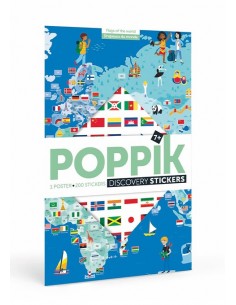 Poster pédagogique + 200 stickers DRAPEAUX DU MONDE (7-12...