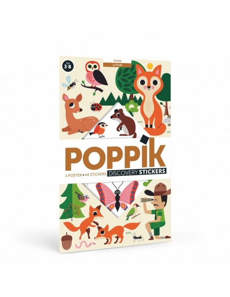 Poster pédagogique + 60 stickers DANS LA FORÊT (3-8 ans) - POPPIK
