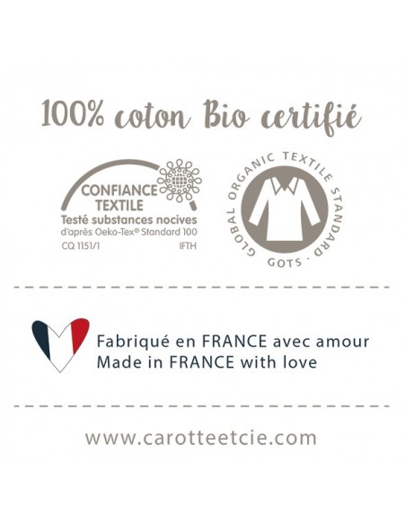 Doudou Tigre en double gaze de coton camel - CAROTTE & CIE 0+