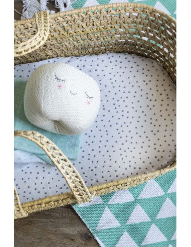 Drap housse COTON BIO motifs Etoiles -...