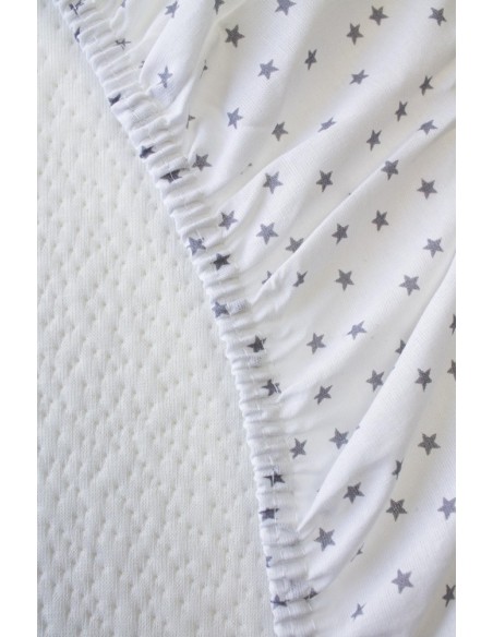 Drap housse COTON BIO motifs Etoiles - pour lit bébé - KADOLIS