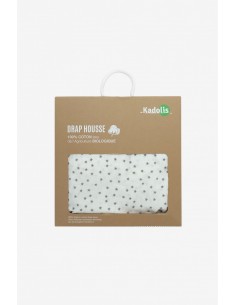 Drap housse COTON BIO motifs Etoiles - pour lit bébé -...