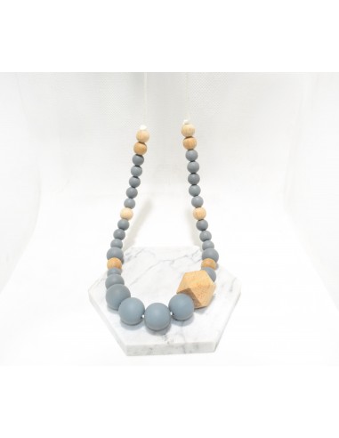 Collier d'allaitement - Silicone Gris et Bois - IRREVERSIBLE