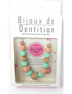 Collier d'allaitement silicone & bois - saumon / vert... 2