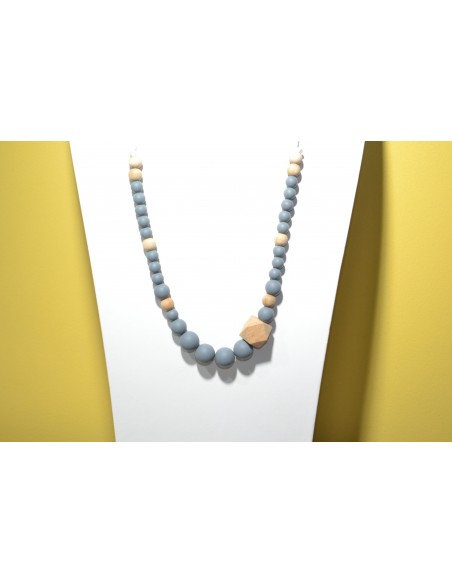 Collier d'allaitement - Silicone Gris et Bois - IRREVERSIBLE