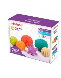 Balles sensorielles en caoutchouc 6 pièces - MINILAND 0+ 2