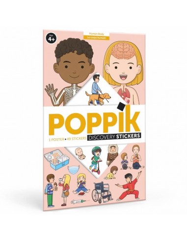 Poster éducatif + 49 stickers - Le Corps Humain - POPPIK 4+