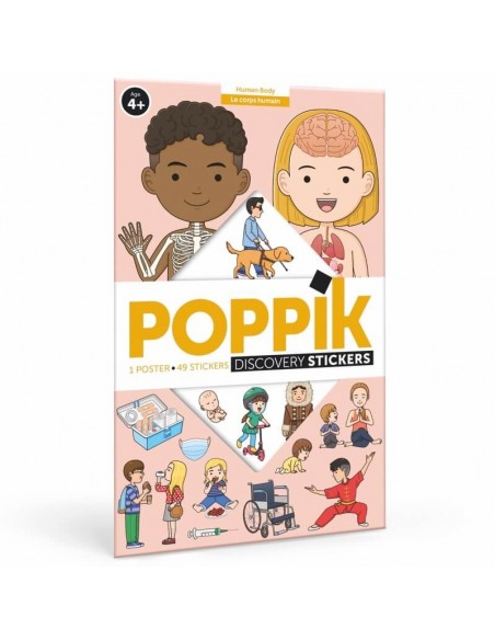 Poster pédagogique + 49 stickers LE CORPS HUMAIN (4-7 ans)- POPPIK