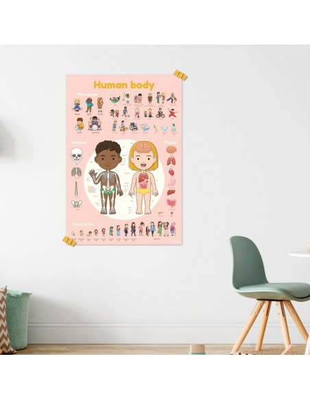 Poster pédagogique + 49 stickers LE CORPS HUMAIN (4-7 ans)- POPPIK