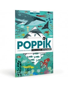 Poster pédagogique + 59 stickers OCÉANS (6-12 ans) - POPPIK