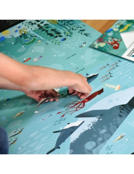 Poster pédagogique + 59 stickers OCÉANS (6-12 ans) - POPPIK
