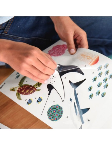 Poster pédagogique + 59 stickers OCÉANS (6-12 ans) - POPPIK