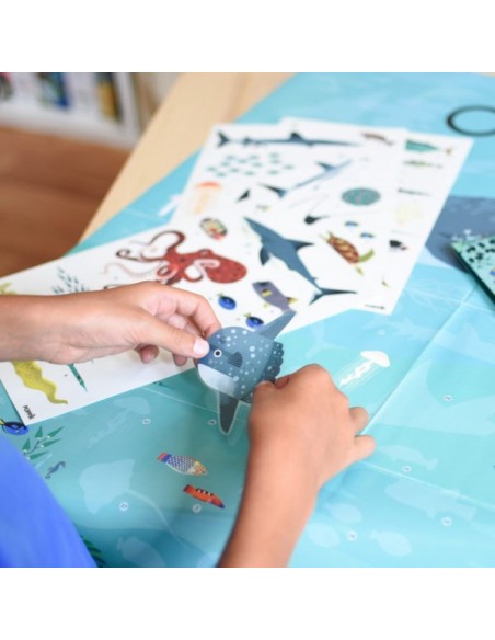 Poster pédagogique + 59 stickers OCÉANS (6-12 ans) - POPPIK