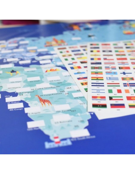 Poster pédagogique + 200 stickers DRAPEAUX DU MONDE (7-12 ans) - POPPIK