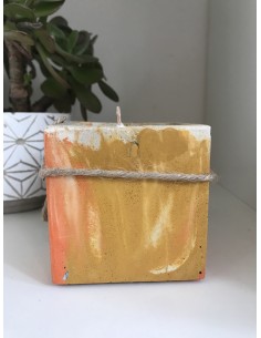 Bougie Parfumée Fleur d'Oranger Cube en Béton Orange et... 2