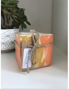 Bougie Parfumée Fleur d'Oranger Cube en Béton Orange et...