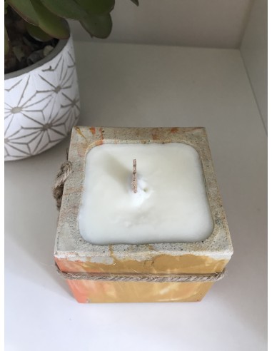 Bougie Parfumée Fleur d'Oranger Cube en Béton...